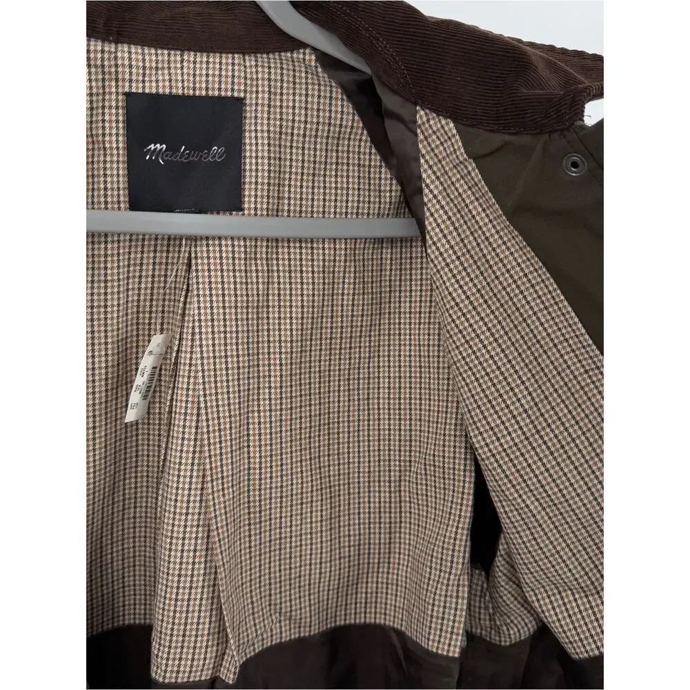 Madewell Waxed Zip-Front Jacket in trench green Size L